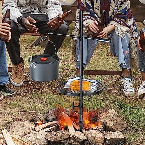 VEVOR Folding Campfire Grill, Heavy Duty Steel Mesh Grate, 22.4" Portable Camping Grates Over Fire Pit, Camp Fire Cooking Equipment with Legs Carrying Bag, Grilling Rack for Outdoor Open Flame Cooking
