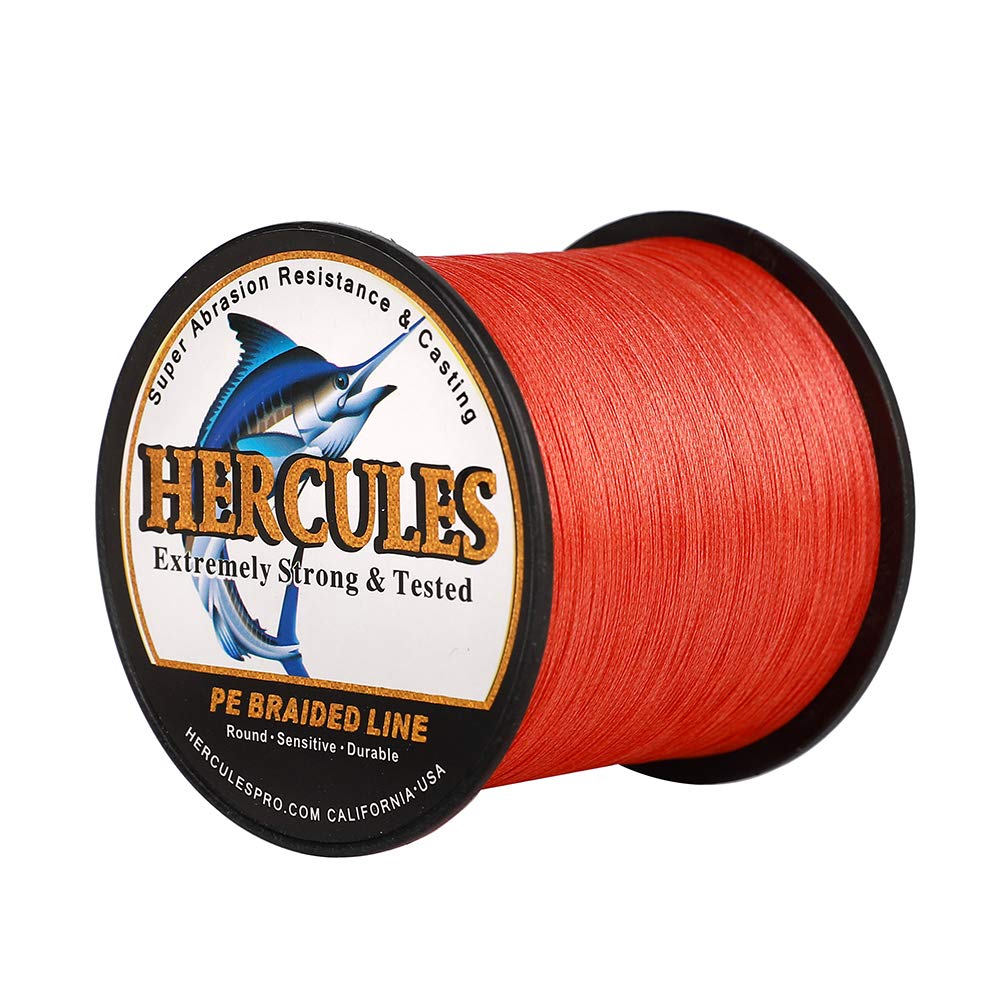 HERCULES Cost-Effective Super Cast 8 Strands Braided Fishing Line 10LB to 300LB Test for Salt-Water,109/328/547/1094 Yards(100M/300M/500M/1000M),Diam.#0.12MM-1.2MM,Hi-Grade Performance,Variety Colors