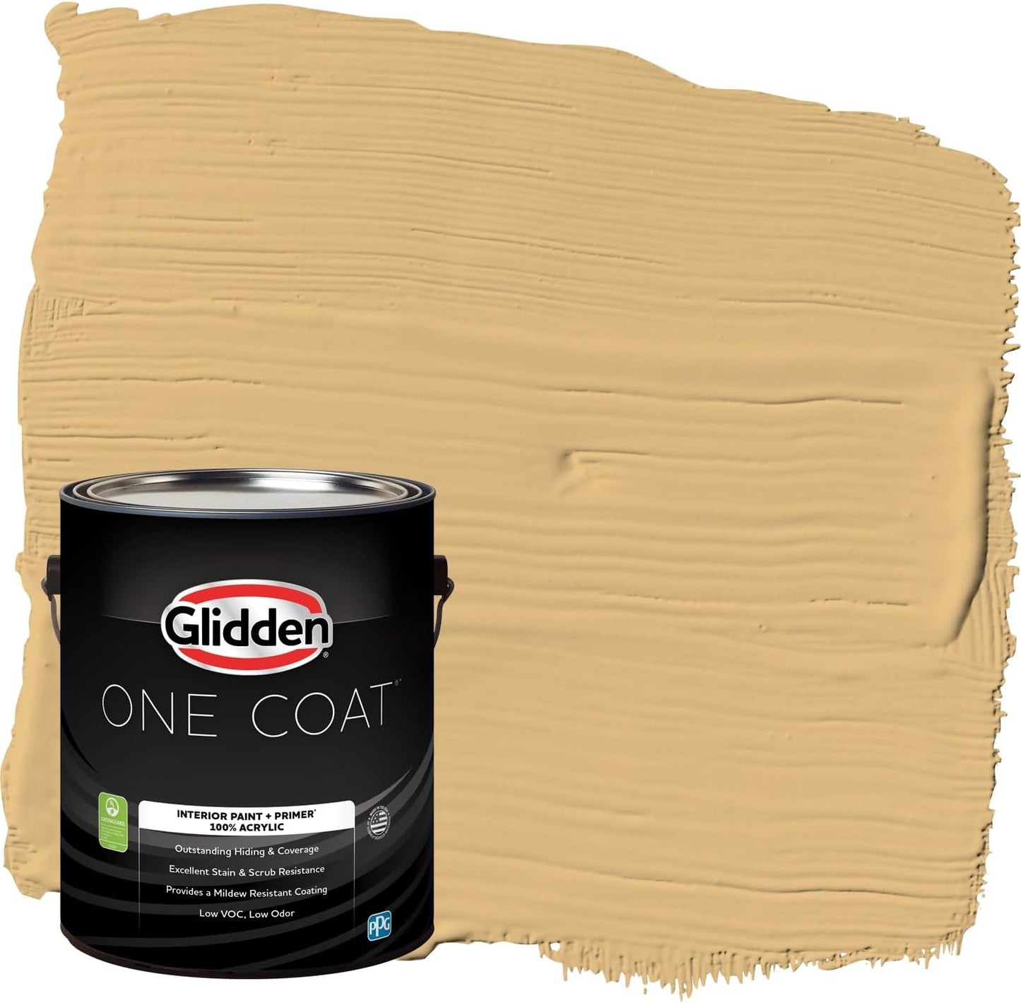 Glidden Interior Paint + Primer: Beige/Toasted Almond, One Coat, Semi-Gloss, 1-Quart