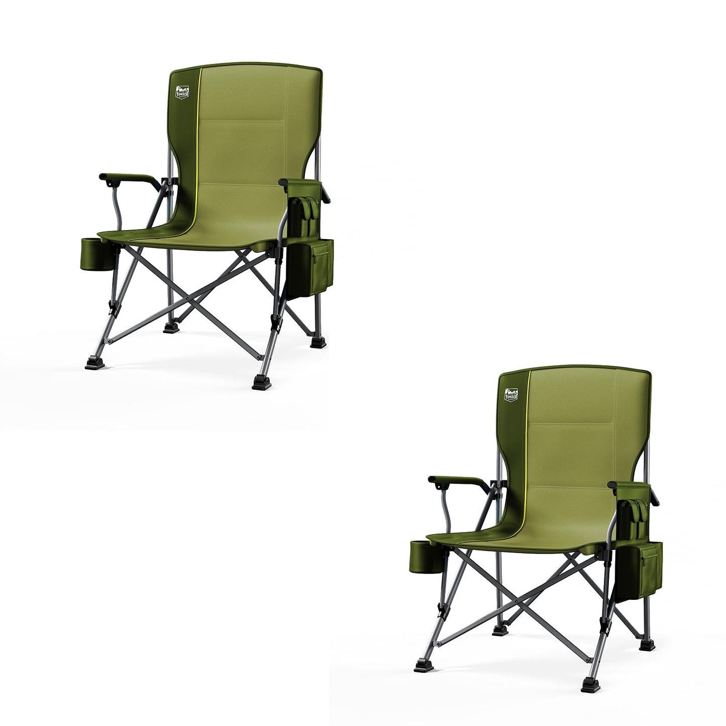 TIMBER RIDGE Oversized Folding Camping Chair High Back Heavy Duty for Adults Support up to 500lbs with Cup Holder, Side Pocket Cooler Bag