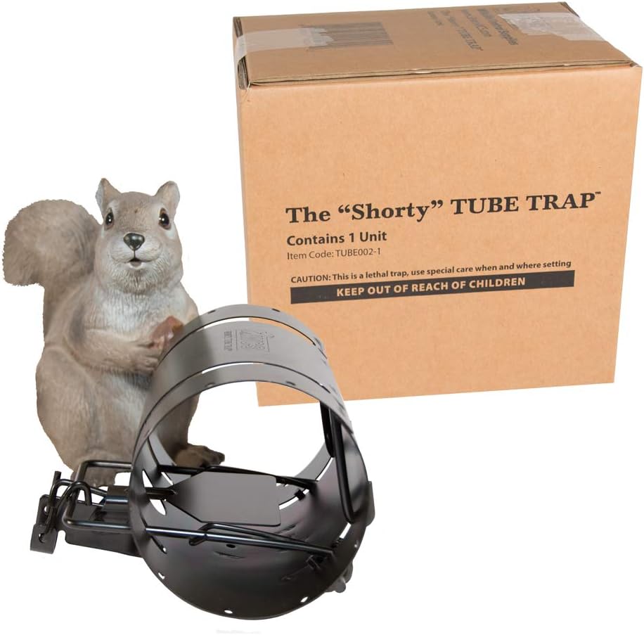 Shorty Tube Squirrel Trap –Compact Spring-Loaded Rodent Trap by Wildlife Control Supplies –Safe and Effective Pest Control for Commercial and Residential Use –Great for Backyards, Patios, and Gardens