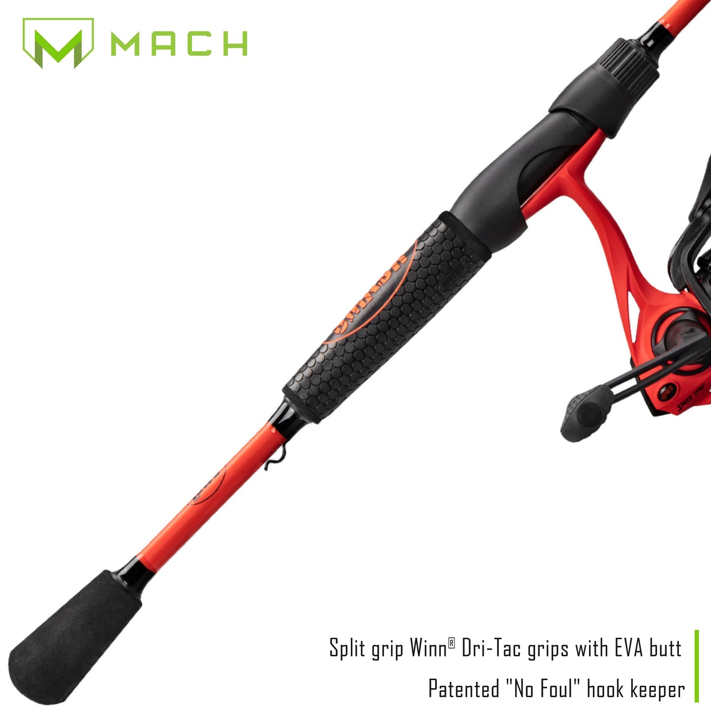 Lew's MACH Smash Spinning Reel and Fishing Rod Combo, Premium IM6 Graphite Blank Fishing Rod, Right or Left-Hand Retrieve, Split-Grip Winn Dri-Tac Handle and EVA Base, Black/Neon Red