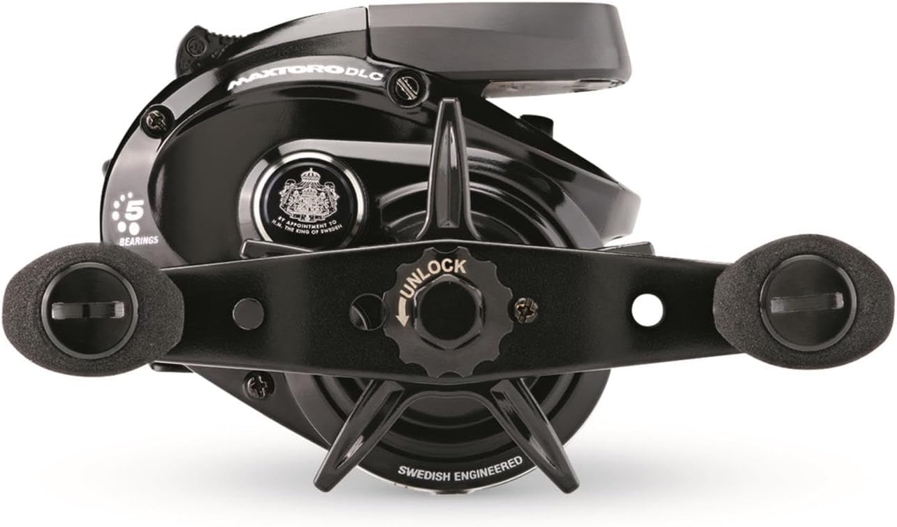 Abu Garcia Max Digital Line Counter Low Profile Baitcast Reel, Size 50LP (1498728), Carbon Fiber Star Drag, Max of 20lb | 9.0kg, Durable, Lightweight and Strong,Black
