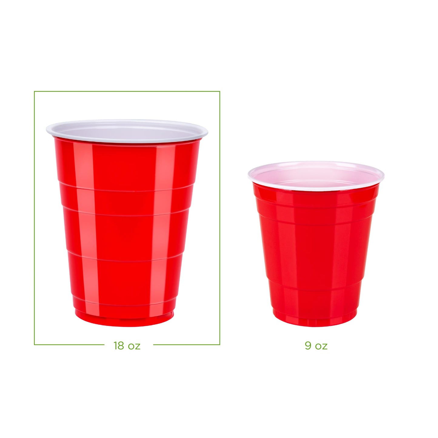Amazon Basics Disposable Plastic Party Cups, Red, 18oz, 50 Count