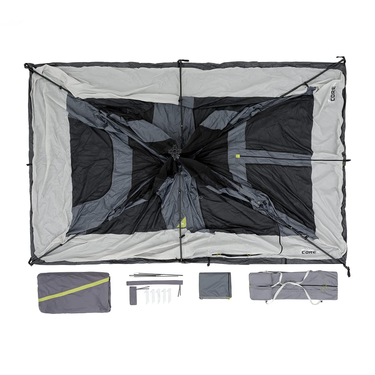 CORE Instant Cabin Tents | 6 Person / 9 Person / 10 Person / 12 Person Family Cabin Multi Room Pop Up Tents Car Camping | Included Storage Pockets for Camping Accessories
