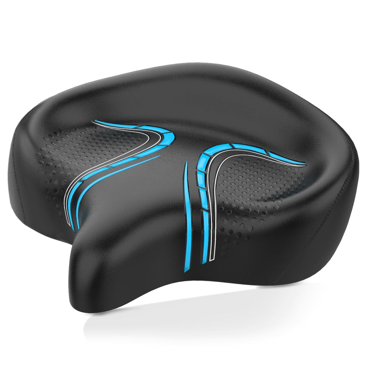 BLUEWIND Oversized Bike Seat, Wide Bicycle Saddle Novel Backrest Design for Electric Bike, Universal Fit Exercise Bike or Road Stationary Bike Seat Cushion for Men & Women
