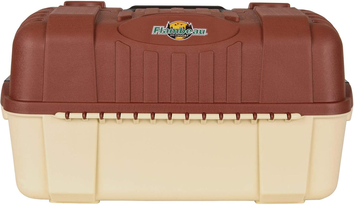 Flambeau Outdoors 2059 Hip Roof 7-Tray Fishing Tackle Box - Large Portable All-Weather Fishing Lure Organizer, 61 Compartments, Maroon/Tan