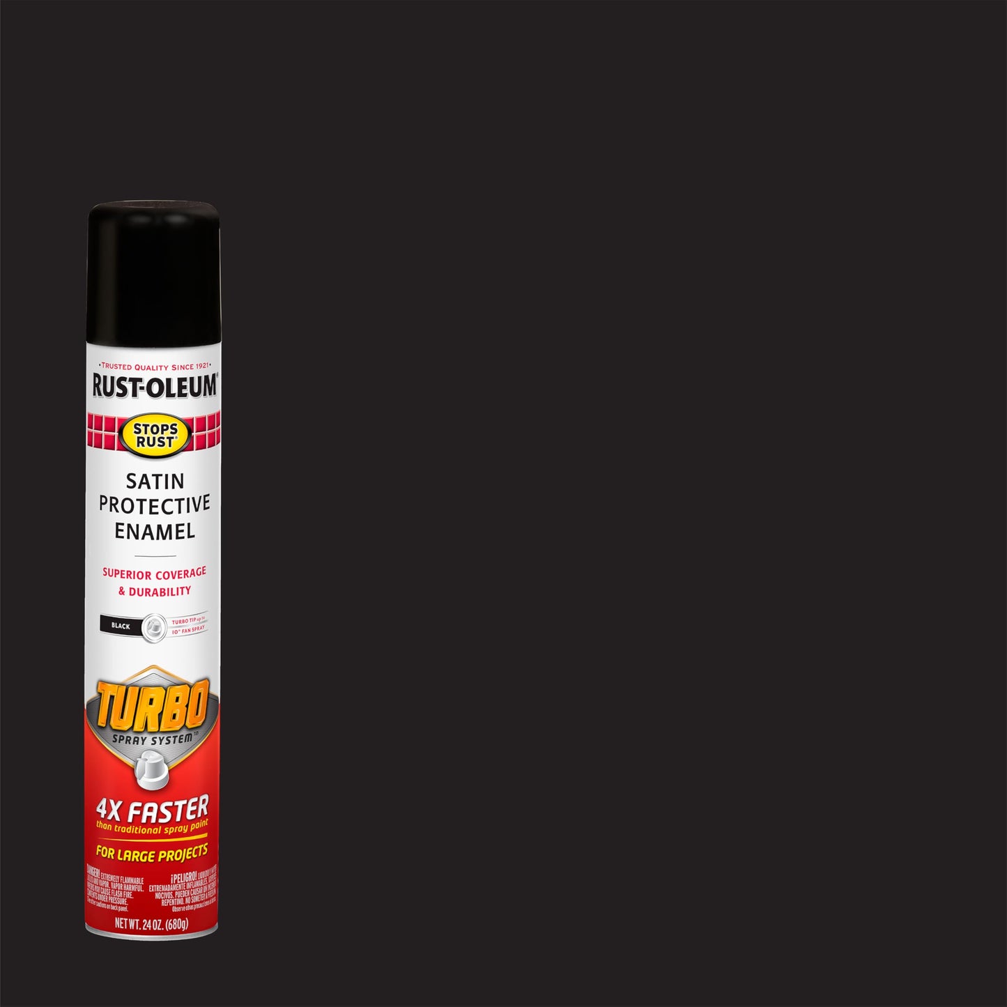 Rust-Oleum 376298 Stops Rust Turbo Spray System Spray Paint, 24 oz, Flat Black