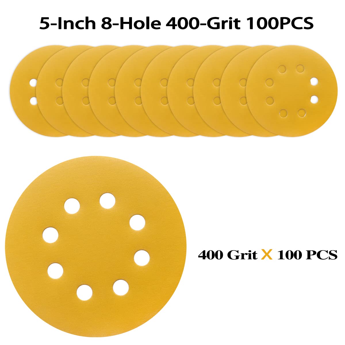 100 PCS 5 Inch Sanding Discs 120 Grit, Round Hook and Loop Sandpaper for Random Orbital Sander