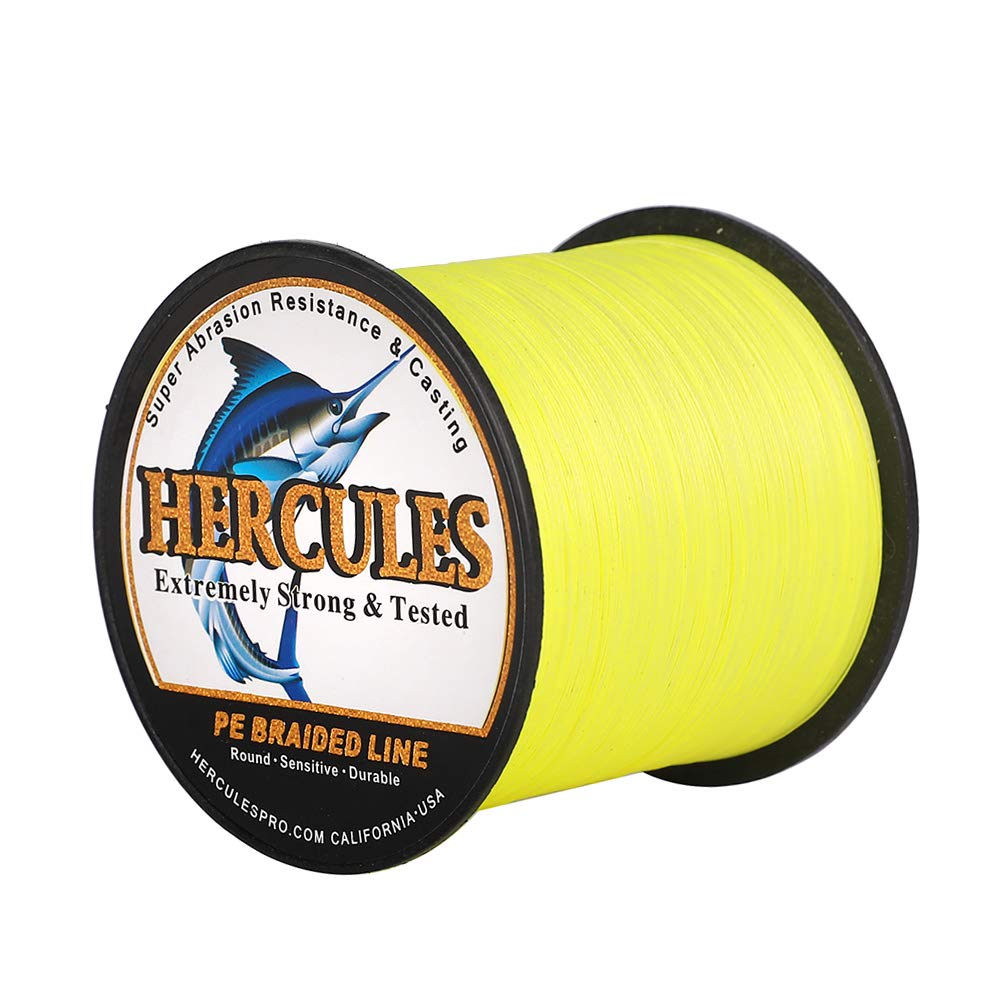 HERCULES Cost-Effective Super Cast 8 Strands Braided Fishing Line 10LB to 300LB Test for Salt-Water,109/328/547/1094 Yards(100M/300M/500M/1000M),Diam.#0.12MM-1.2MM,Hi-Grade Performance,Variety Colors