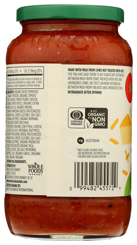 365 by Whole Foods Market, Organic 4 Cheese Pasta Sauce, 25 Ounce