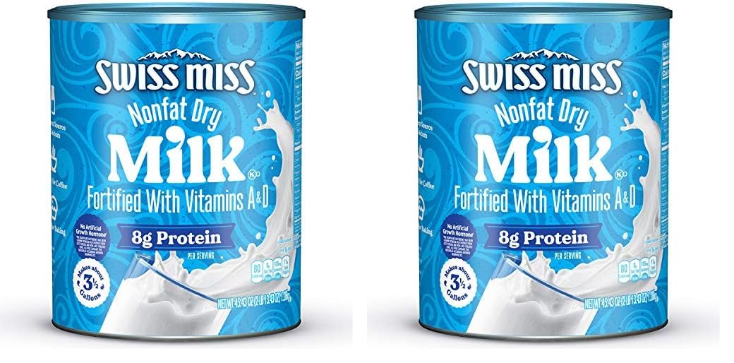 Swiss Miss Nonfat Dry Milk With Vitamins A and D, Makes Over 3 Gallons, 45.43 oz.