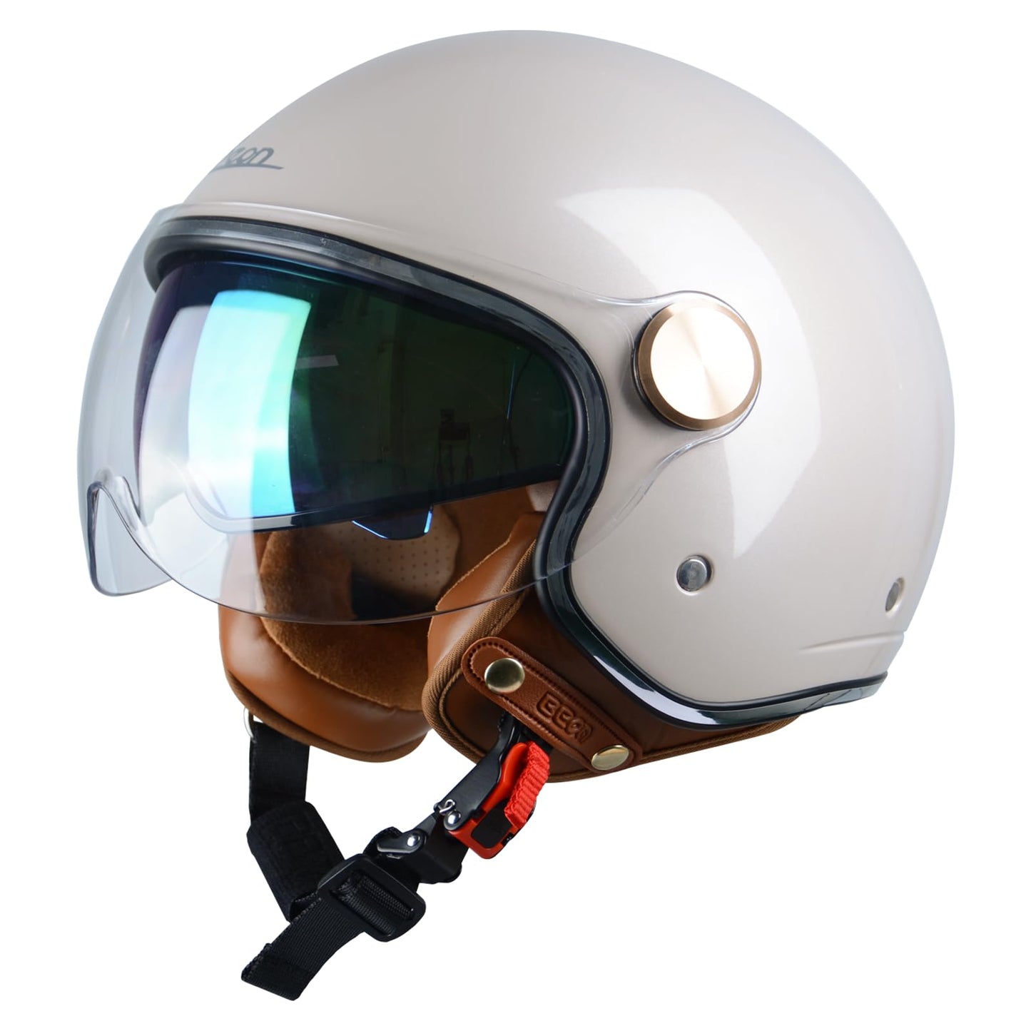 Open Face Motorcycle Helmet for Adults, DOT Approved,3/4 Retro Vespa Helmet, Dual Visors Men's and Women's Motorbike Casco for Moped Cruiser Bobber and Chopper