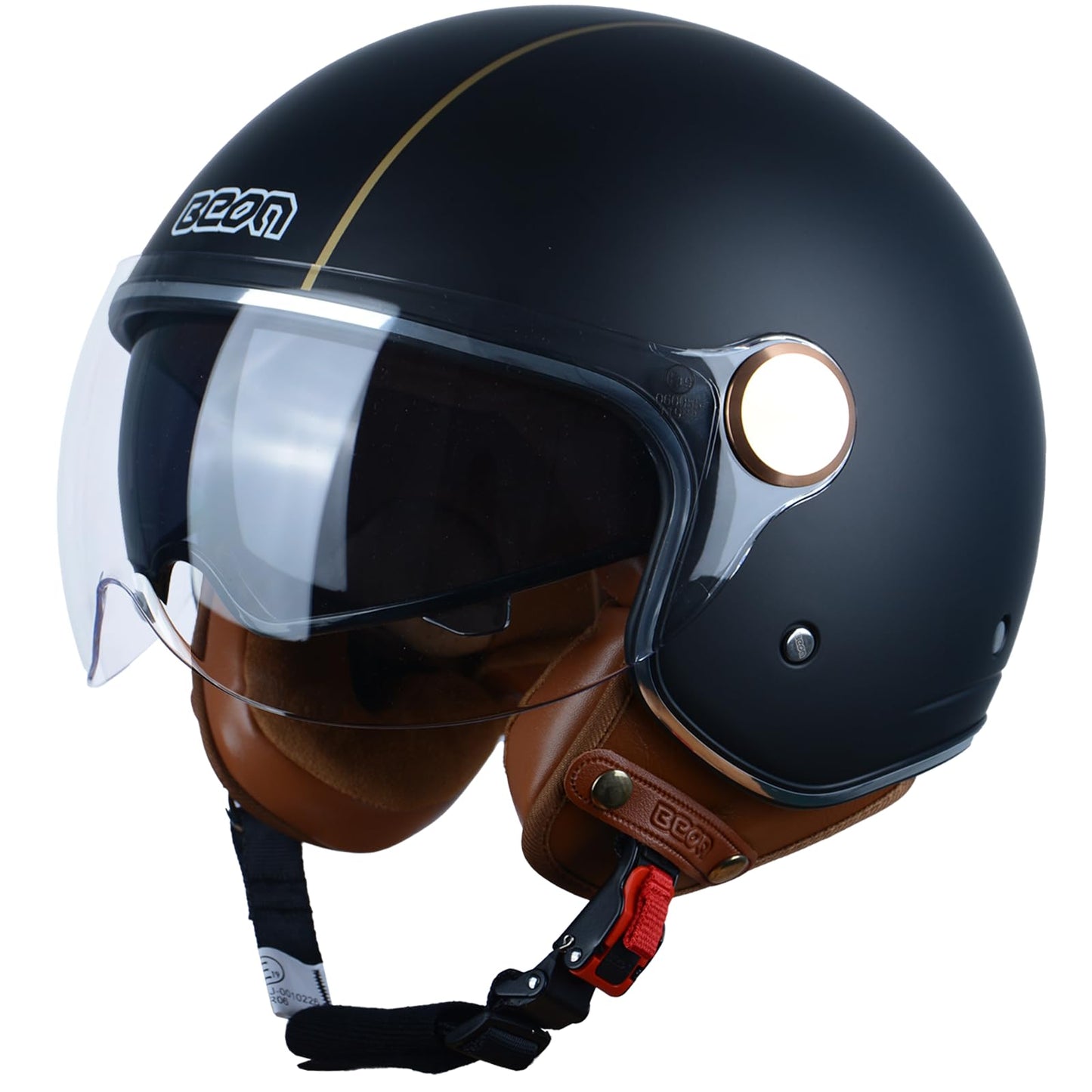 Open Face Motorcycle Helmet for Adults, DOT Approved,3/4 Retro Vespa Helmet, Dual Visors Men's and Women's Motorbike Casco for Moped Cruiser Bobber and Chopper