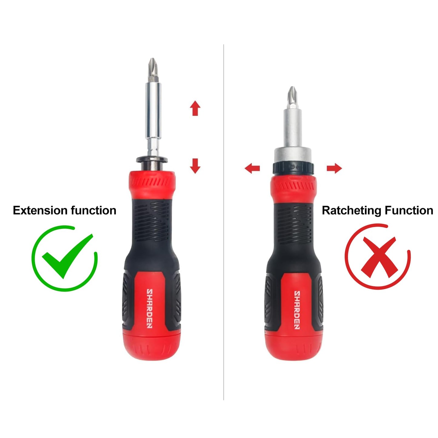 SHARDEN Multi Screwdriver 13-in-1 Screw Driver Adjustable Screwdriver Set Multitool All in One with Torx Security, Flat Head, Phillips, Hex, Square and 1/4 Nut Driver