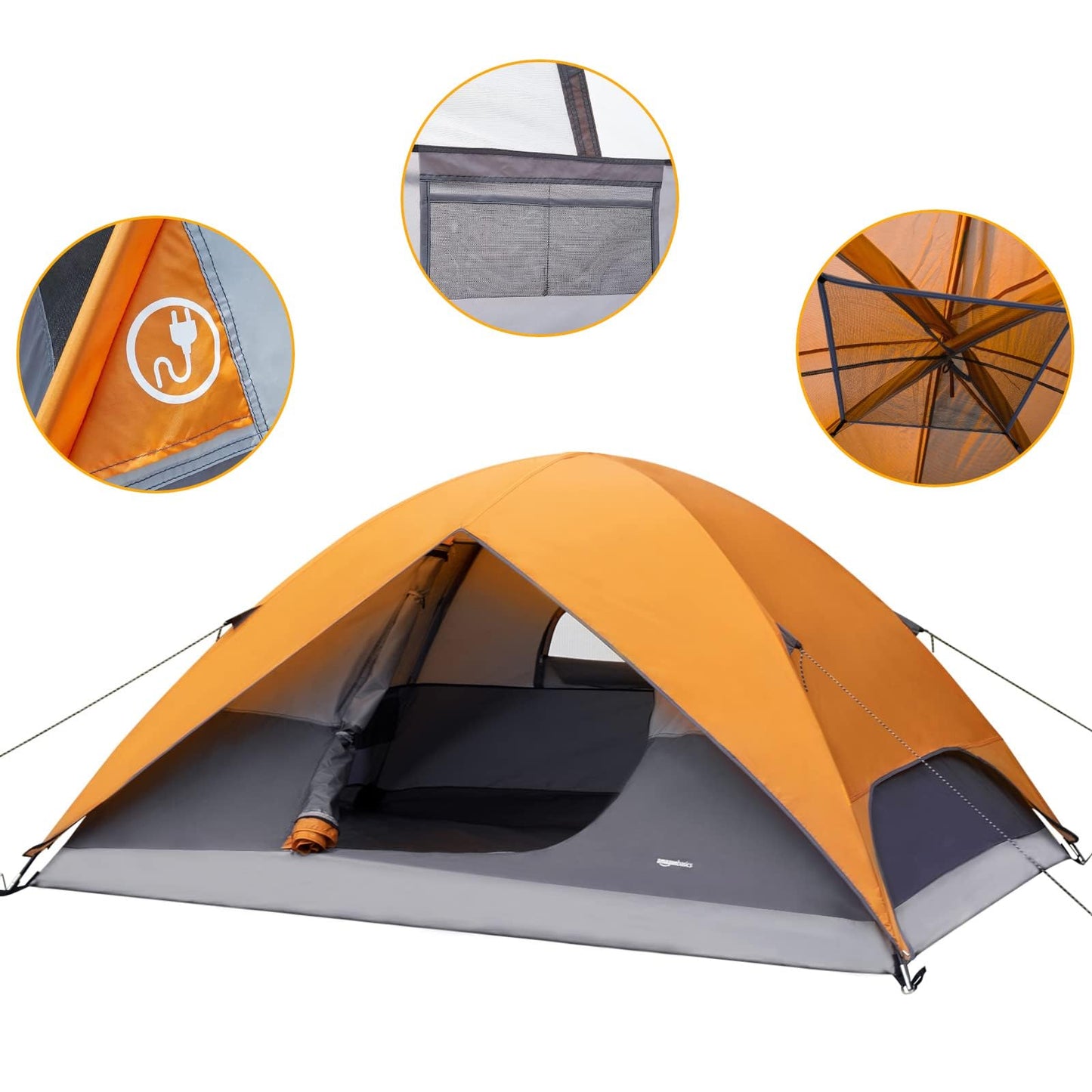 Amazon Basics Camping Tent, 3-Season Dome Design with Rainfly