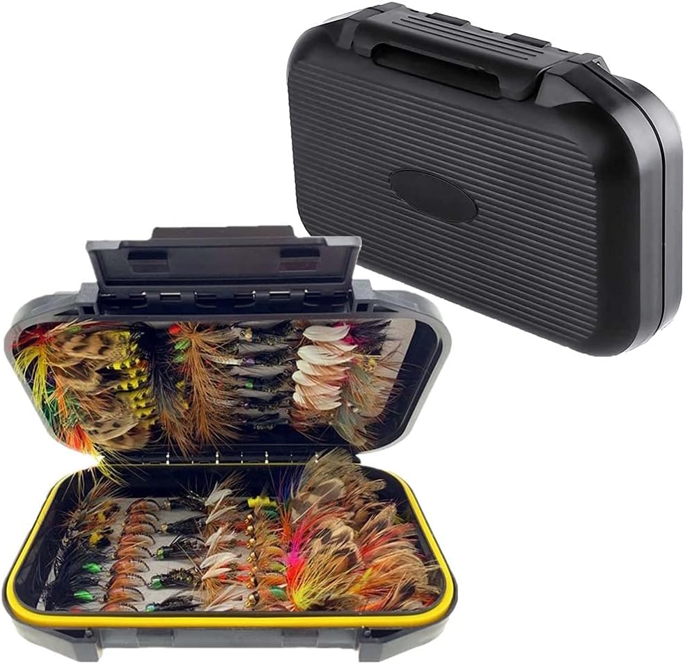 Fly Fishing Flies Kit, 50/114Pcs Handmade Fly Fishing Gear with Dry/Wet Flies, Streamers, Fly Assortment Trout Bass Fishing with Fly Box (114Pcs/Set-11 Mixed Styles)