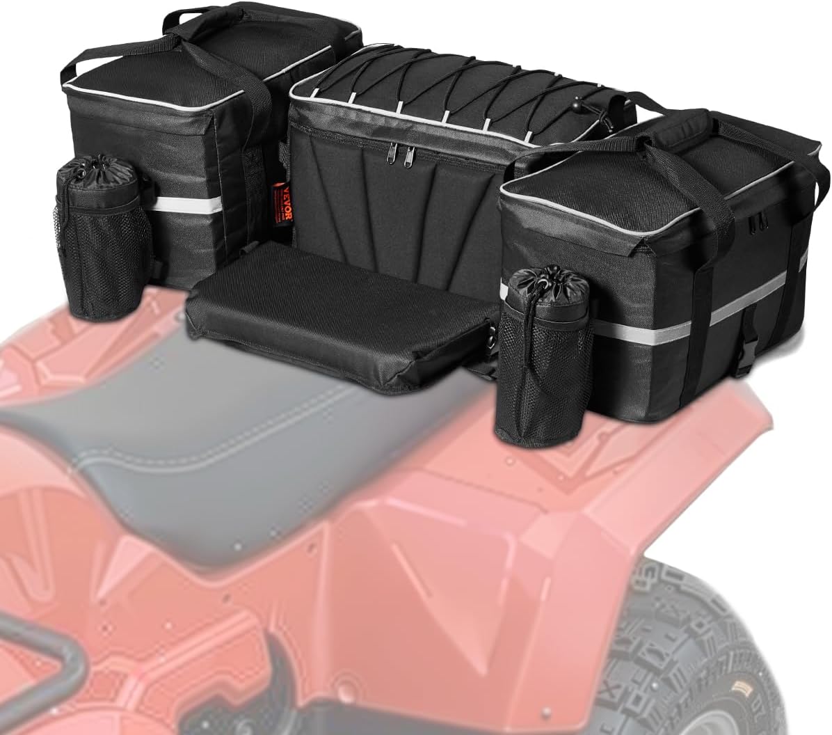 VEVOR ATV Rear Storage Bag, 54L ATV Rear Cargo Bag with 16L Cooler Insulated Bag, 600D Oxford Cloth Storage Rear Rack Seat Bag Fit Most ATVs with Rear Rack, Compatible with ATV, UTV, Can-Am Vehicles