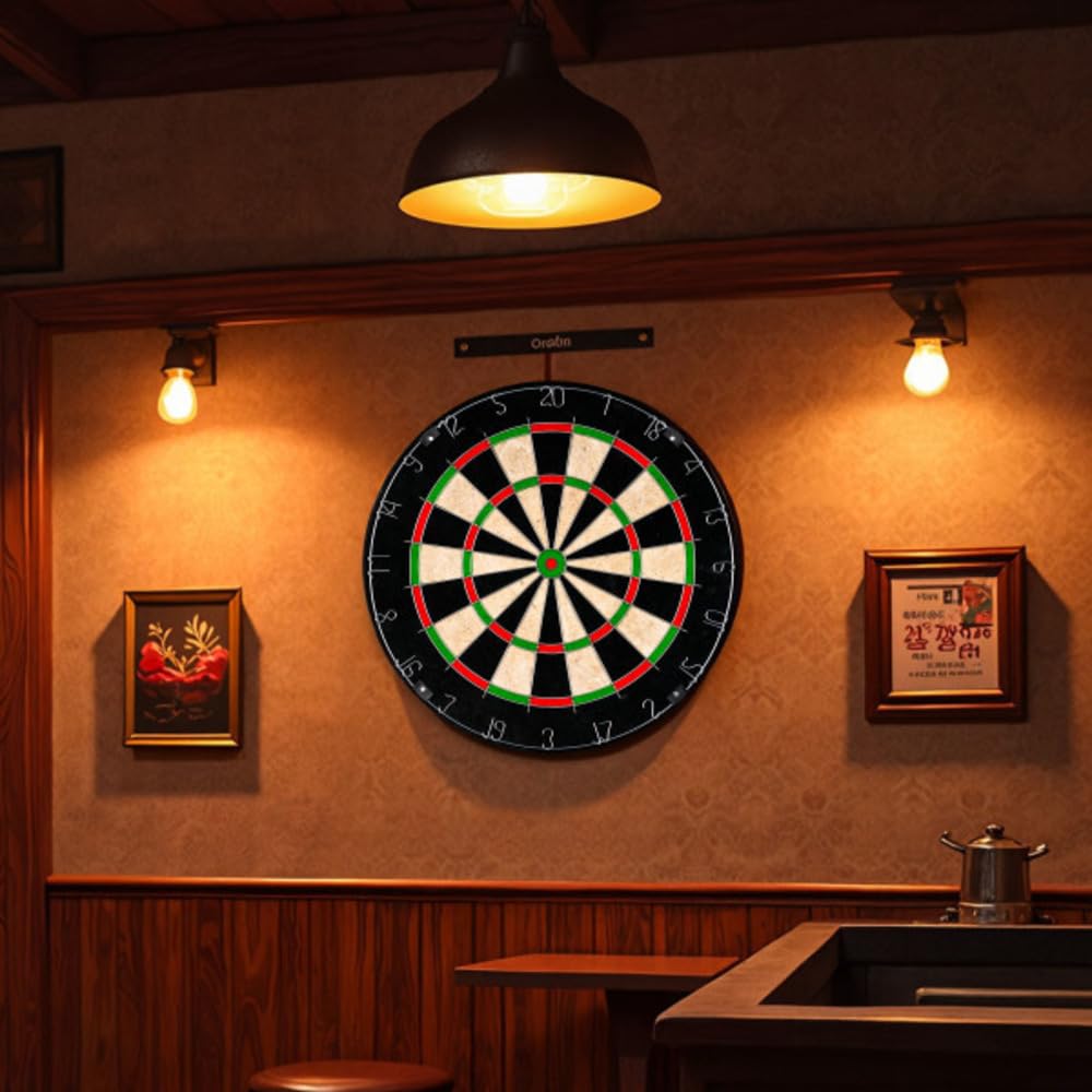 Bristle Dart Board, Tournament Sized Indoor Hanging Number Target Game for Steel Tip Darts- Dartboard with Mounting Hardware by Hey! Play!