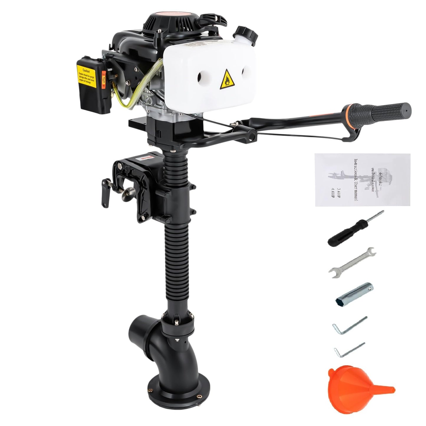 52cc Single Cylinder Gas 2.3HP Outboard Motor, Long Shaft with Air Cooling for Inflatable, Rubber, Fishing Boats, Yachts, Water Sports
