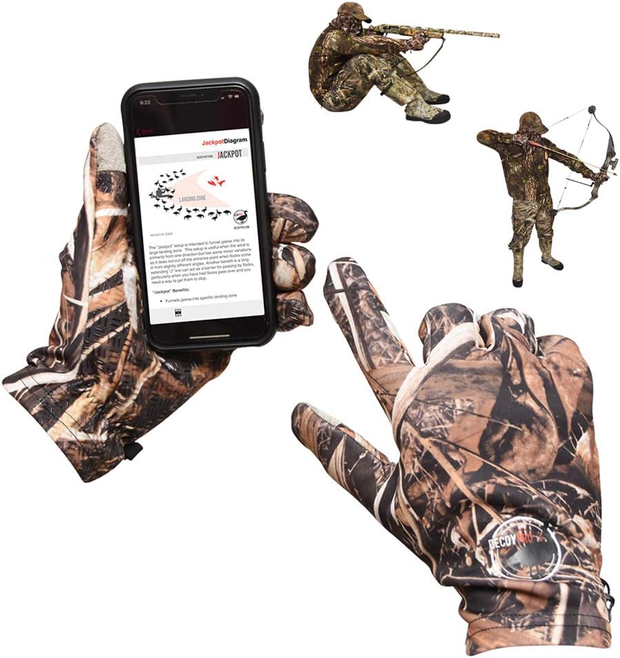 DecoyPro Men’s Camo Touchscreen Hunting Gloves – Lightweight, Thin, High-Performance Hunting Gear – L/XL