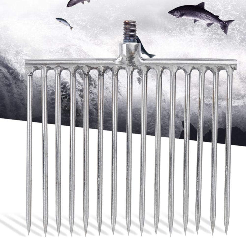 Fishing Spear, 15 Prong Stainless Steel Fish Spear Gig Fork for Outdoor Fishing Tackle Other Fishing Tools and Accessories