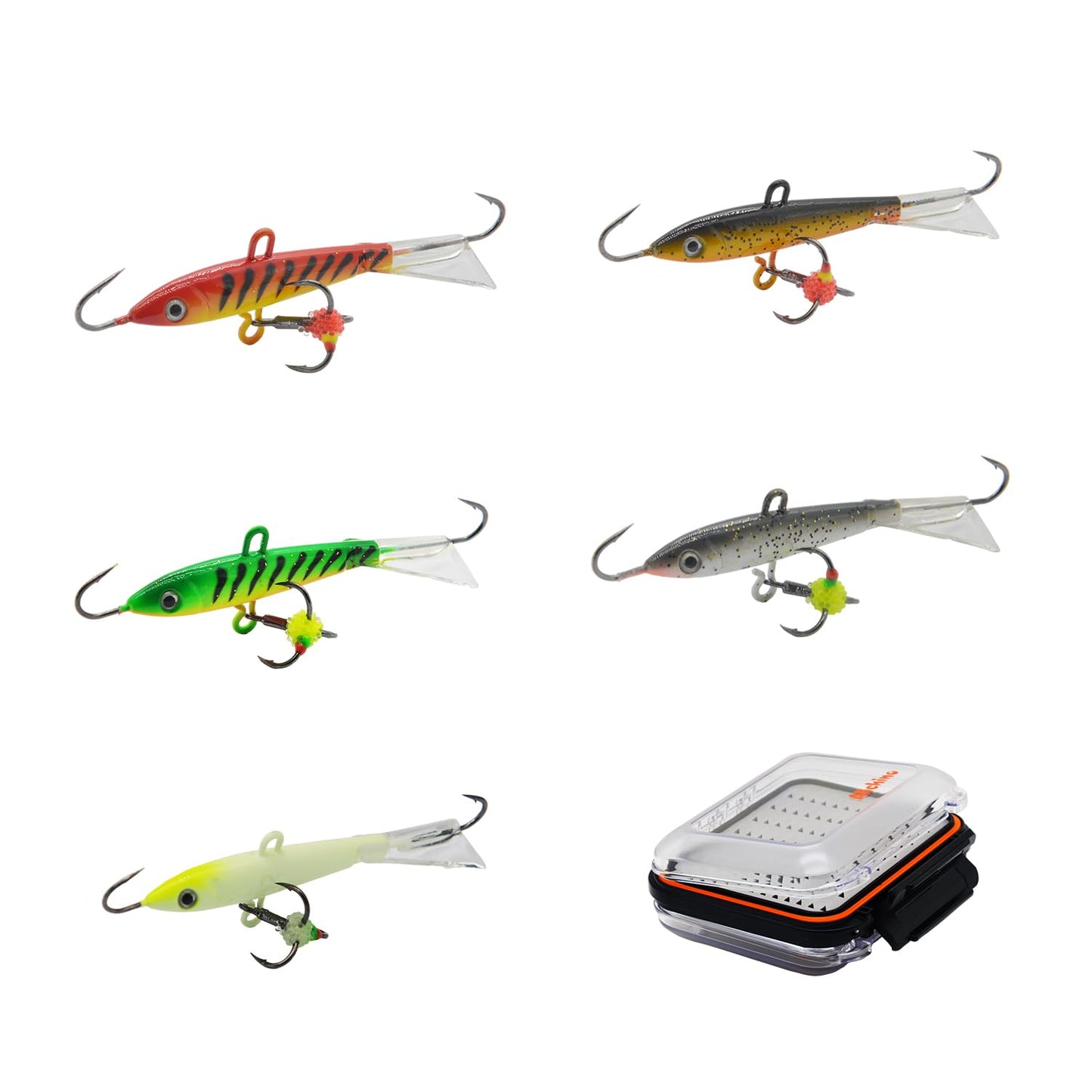 Alichino Ice Fishing Jig Set Ice Fishing Lures Micro Jig Head Hook Set for Panfish, Crappie, Walleye, Perch, Trout, Bluegill