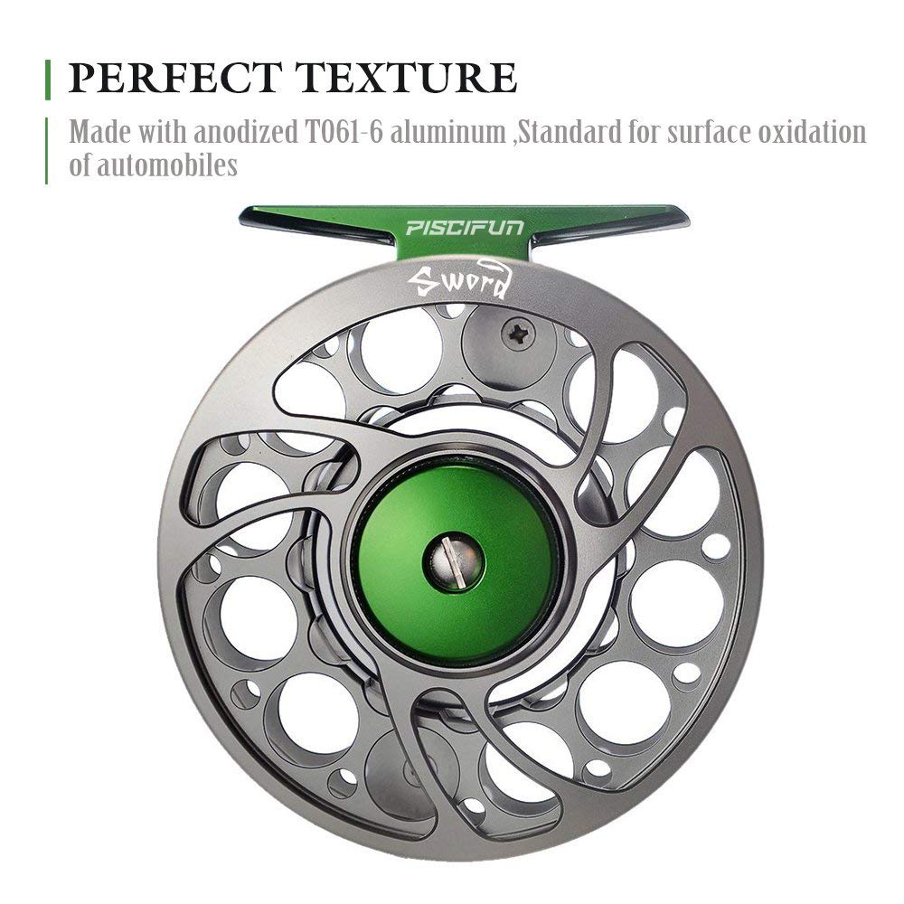 Piscifun Sword Fly Fishing Reel, CNC-Machined Aluminum Alloy Fly Reel, 3/4, 5/6, 7/8, 9/10 Weight, Black, Gunmetal, Space Gray