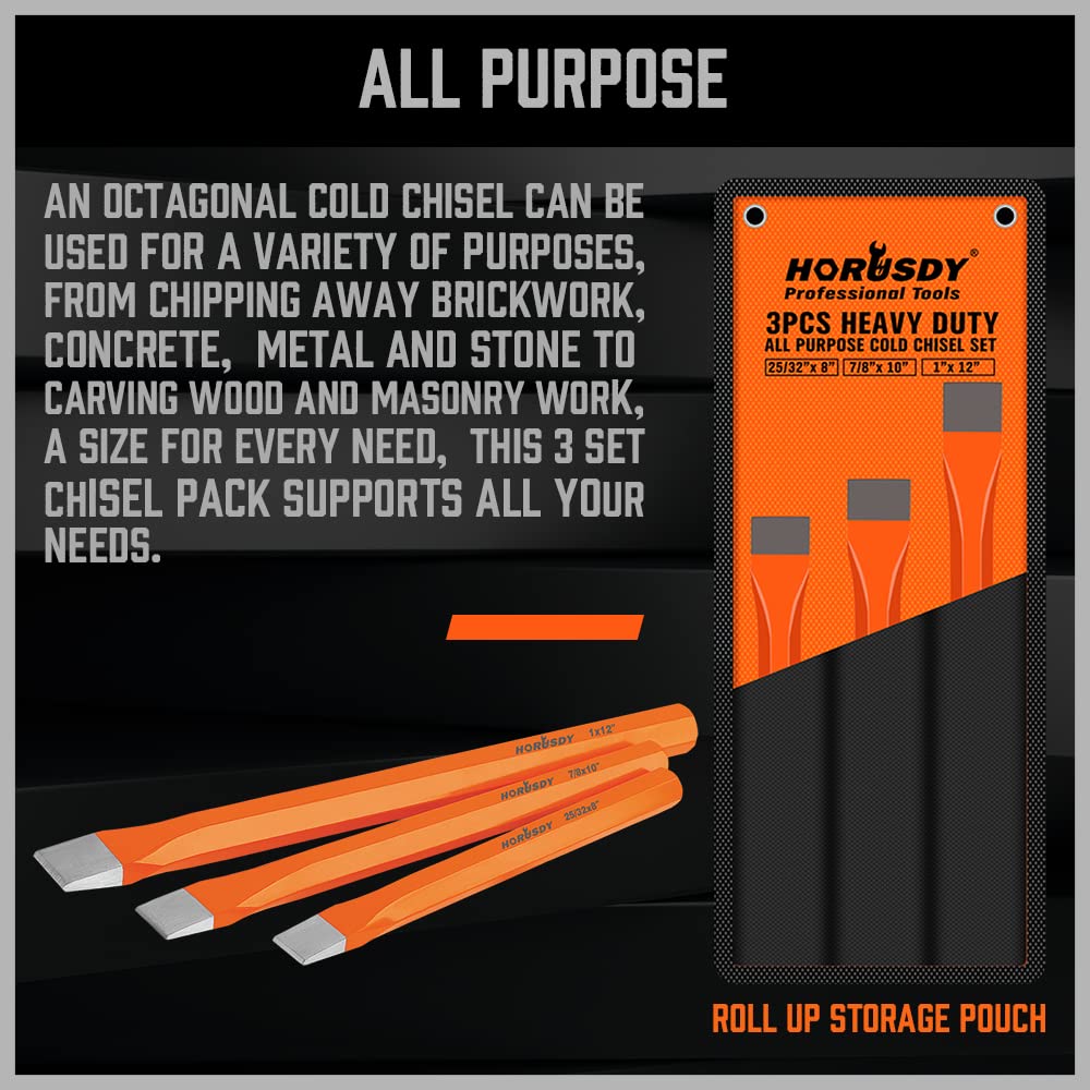 HORUSDY 16-Piece Punch and Chisel Set, Including Taper Punch, Cold Chisels, Pin Punch, Center Punch