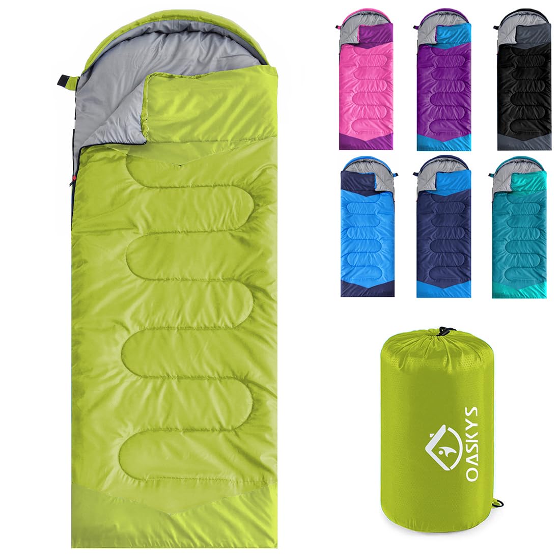 oaskys Camping Sleeping Bag - 3 Season Warm & Cool Weather - Summer Spring Fall Lightweight Waterproof for Adults Kids - Camping Gear Equipment, Traveling, and Outdoors