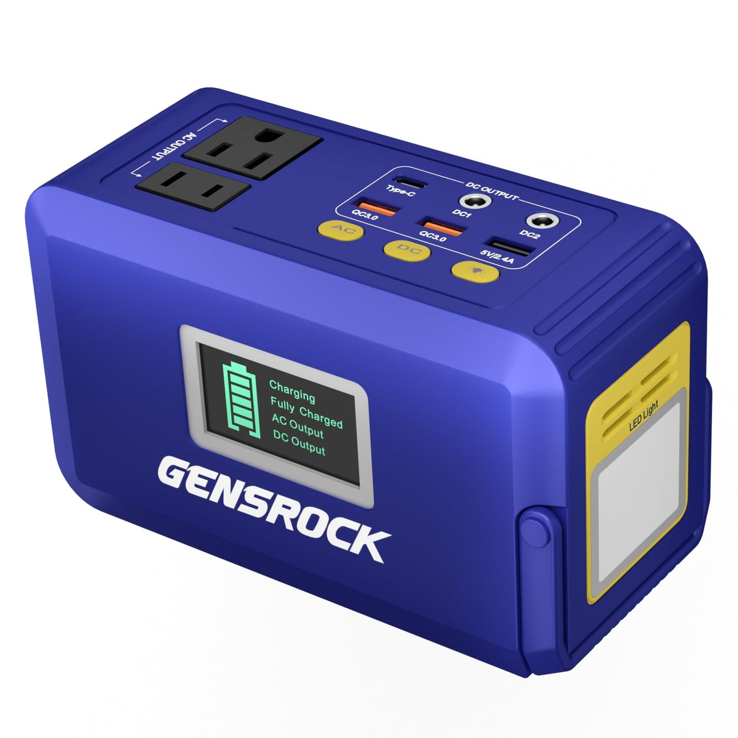 GENSROCK Portable Power Station, 110V/300W Pure Sine Wave Solar Generator, 222Wh Backup Lithium Battery With AC Outlet/QC 3.0/Type-C/LED Light for CPAP Family Emergency Outdoor Camping RV Travel.