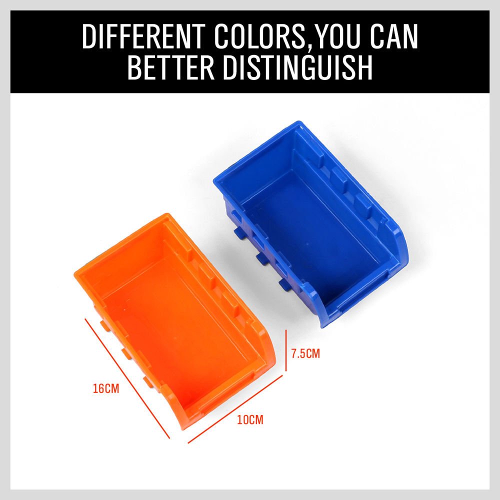 HORUSDY Wall Mounted Storage Bins Parts Rack 30PC Organizer Garage Plastic Shop Tool for Men's Gift, Blue,Orange,Red