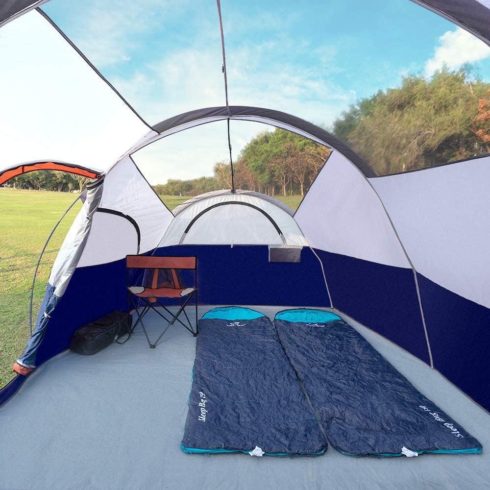 CAMPROS CP Tent 8 Person Camping Tents, Weather Resistant Family Tent, 5 Large Mesh Windows, Double Layer, Divided Curtain for Separated Room, Portable with Carry Bag