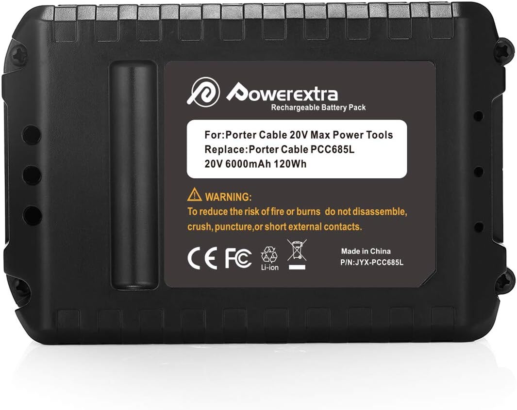 Powerextra 2 Pack 6.0Ah 20V MAX Lithium Replacement Battery Compatible with Porter Cable PCC685L PCC680L