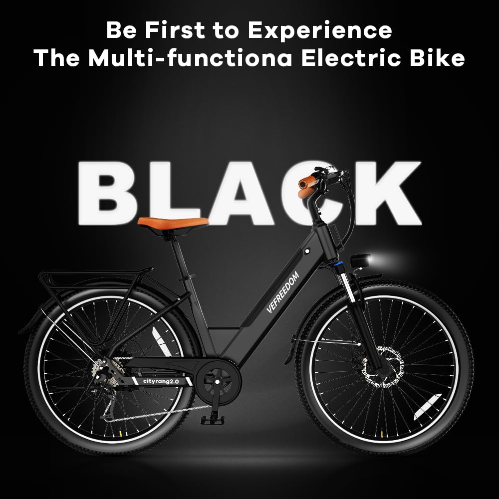 Cityrang 2.0 Electric Bike for Adults with 1000W Peak Motor, 15AH Removable Battery and up to 70Miles 25MPH,UL Certified 26" Electric Commuter Bike with 7-Speed and Adjust Front Suspension