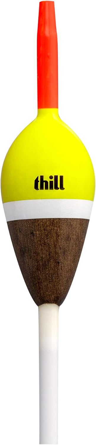 Thill America's Classic Float Fishing Bobber with Buoyant Balsa Wood Body, Pack of 2, 7/8" Oval, Slip Float