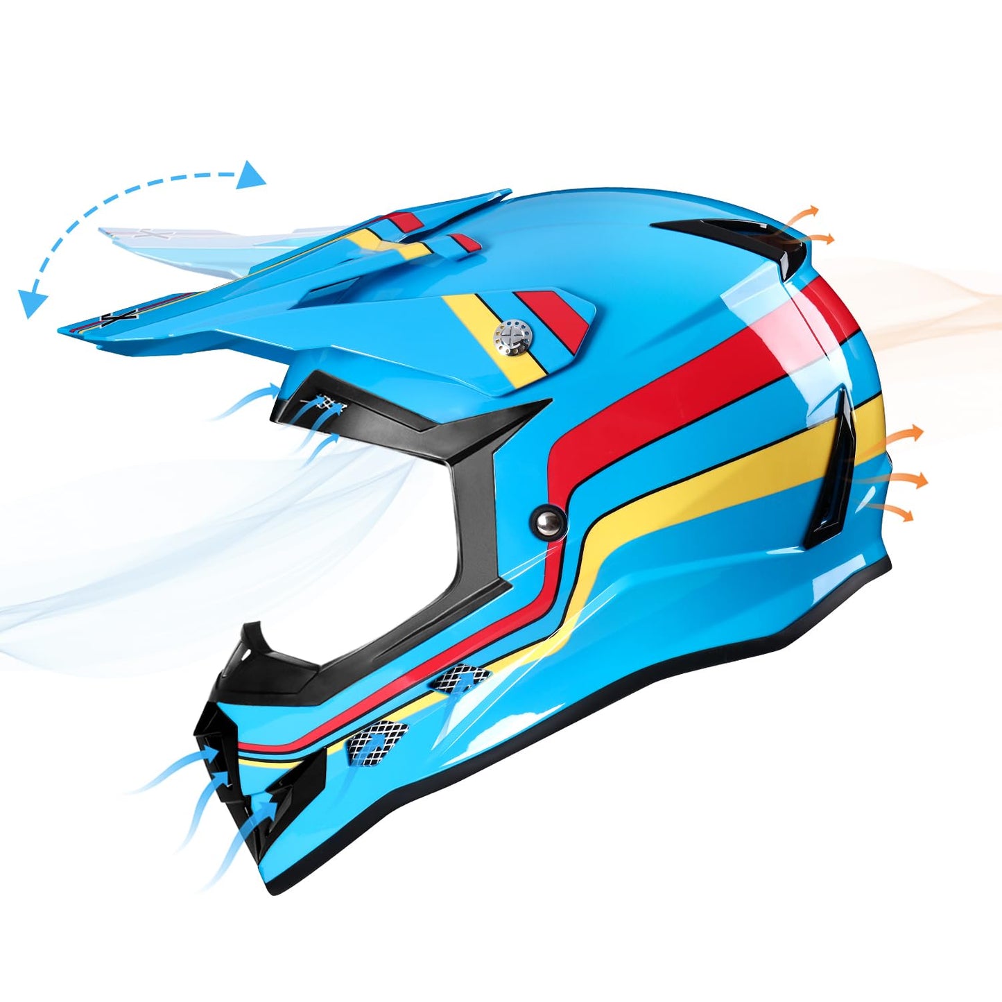 GLX GX623 Youth ATV/Dirt Bike Helmet Combo - Retro Green, Large - DOT