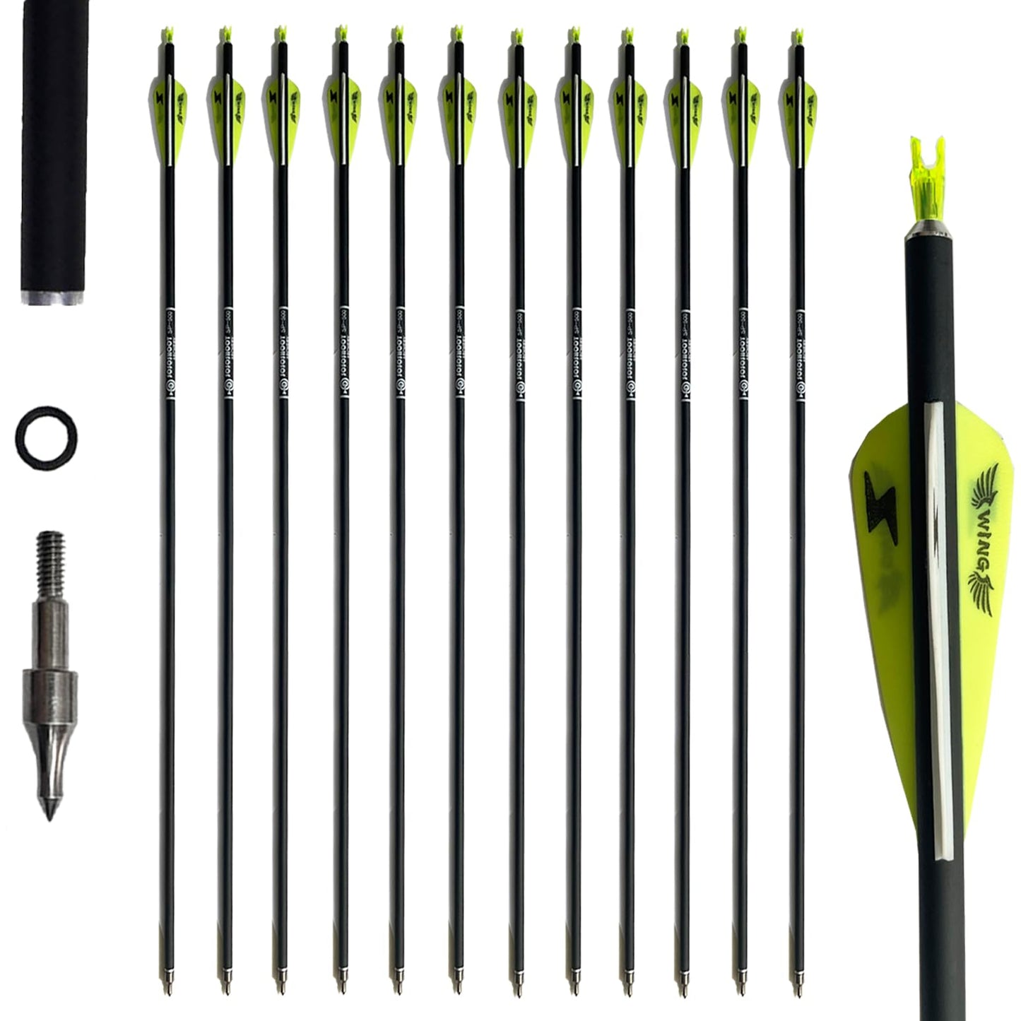 31inch Carbon Arrow Archery Targeting Practice Hunting Arrows for Compound & Recurve Bow with Removable Tips(Pack of 12)