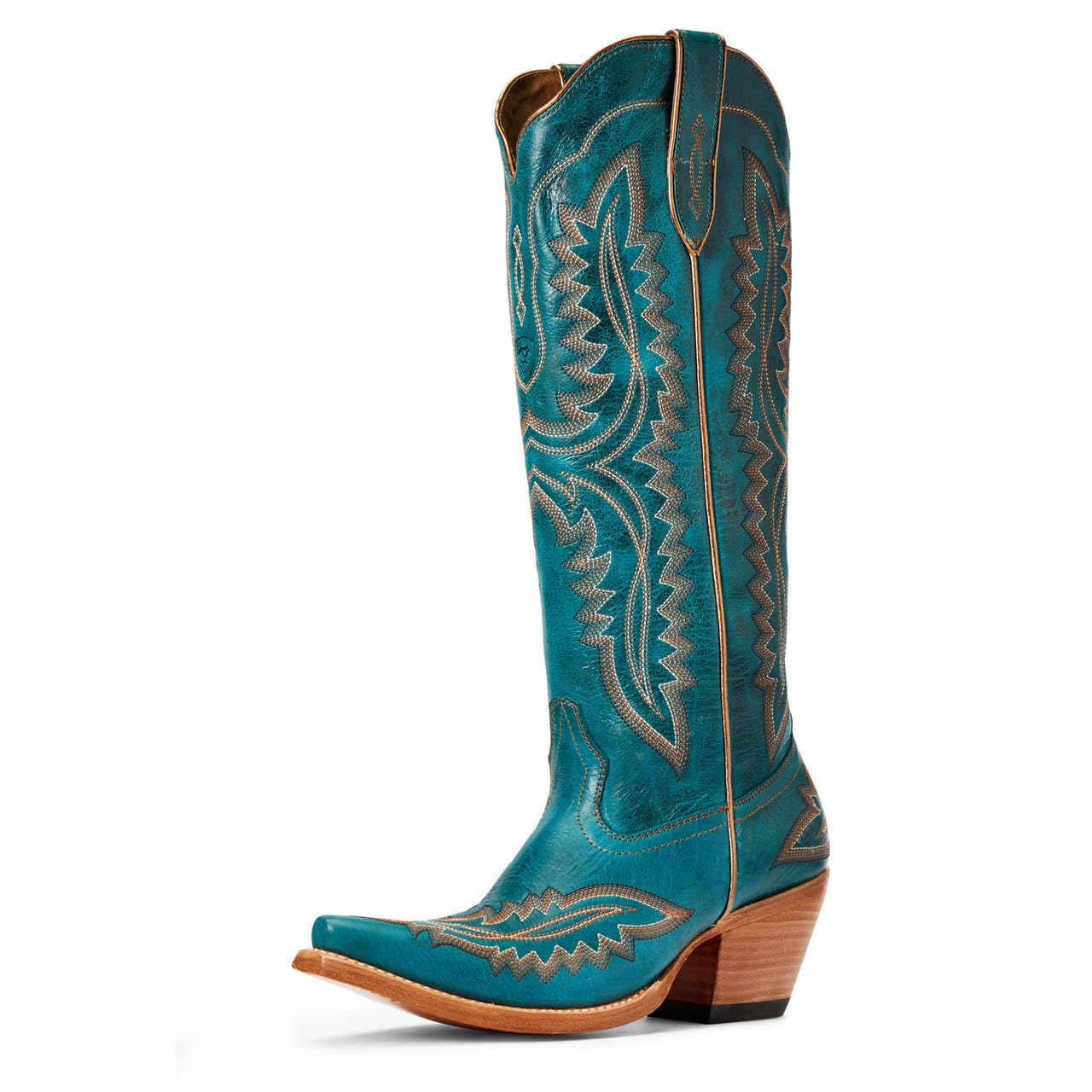 ARIAT Womens Casanova Embroidered Snip Toe Zippered Casual Boots Knee High Mid Heel 2-3" - Brown
