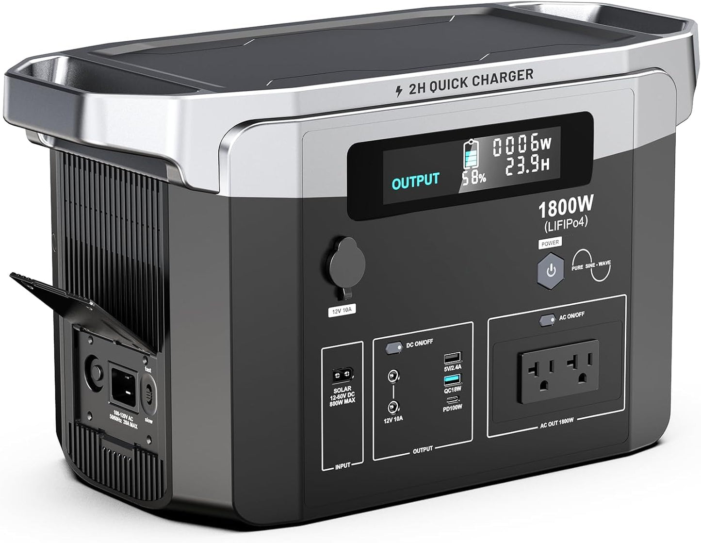 Solar Generator 1800W with 200W Solar Panel Included, 1536Wh Portable Power Station LiFePO4 (LFP) Battery, solar Powered Generator for RV Camping Outdoor Home Emergency Backup, 2 Hours Fast Charging