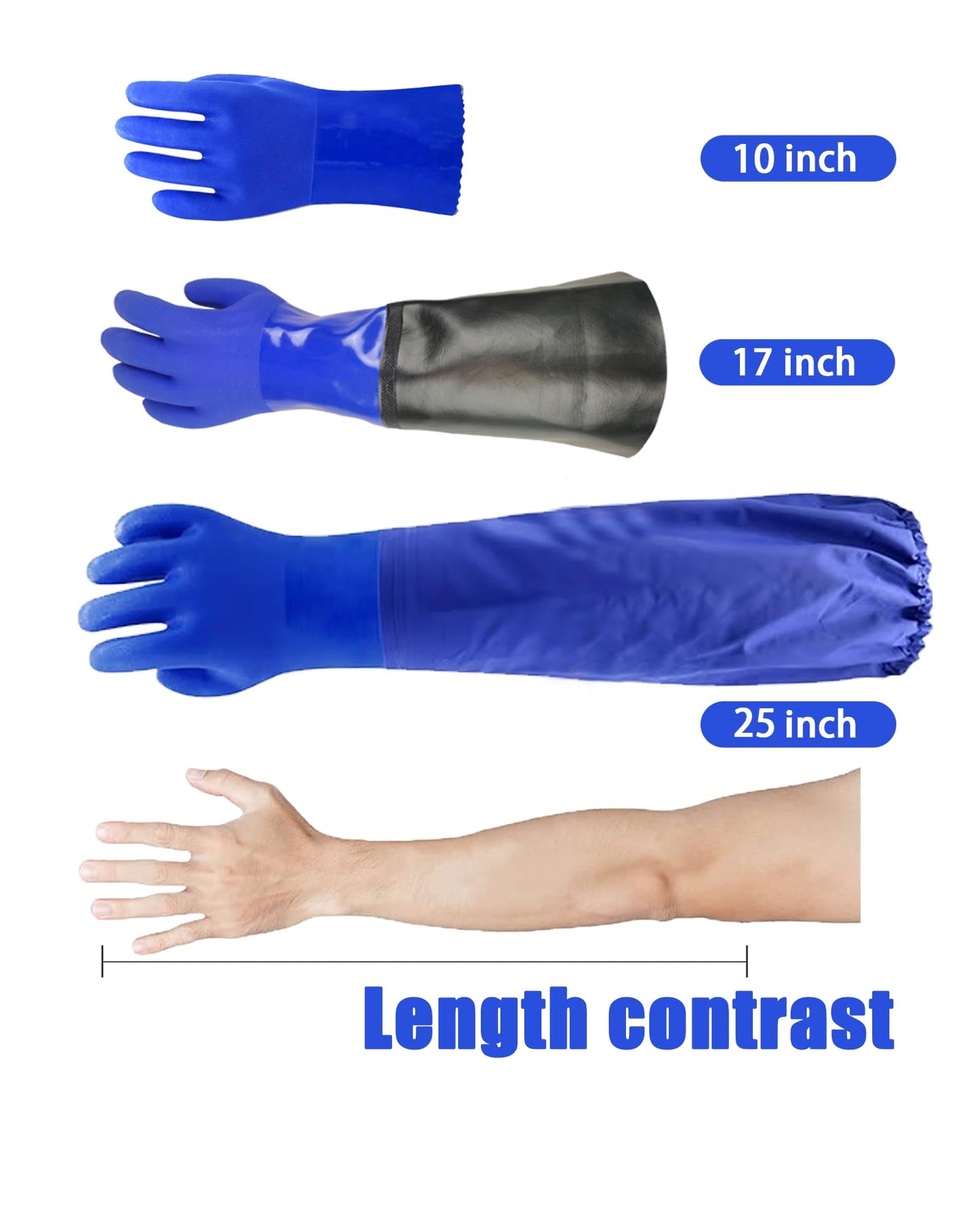 LIICHAAO Long waterproof fishing gloves,Cleaning Poison ivy gloves,Aquarium pool,Long elbow Resistant Abrasion