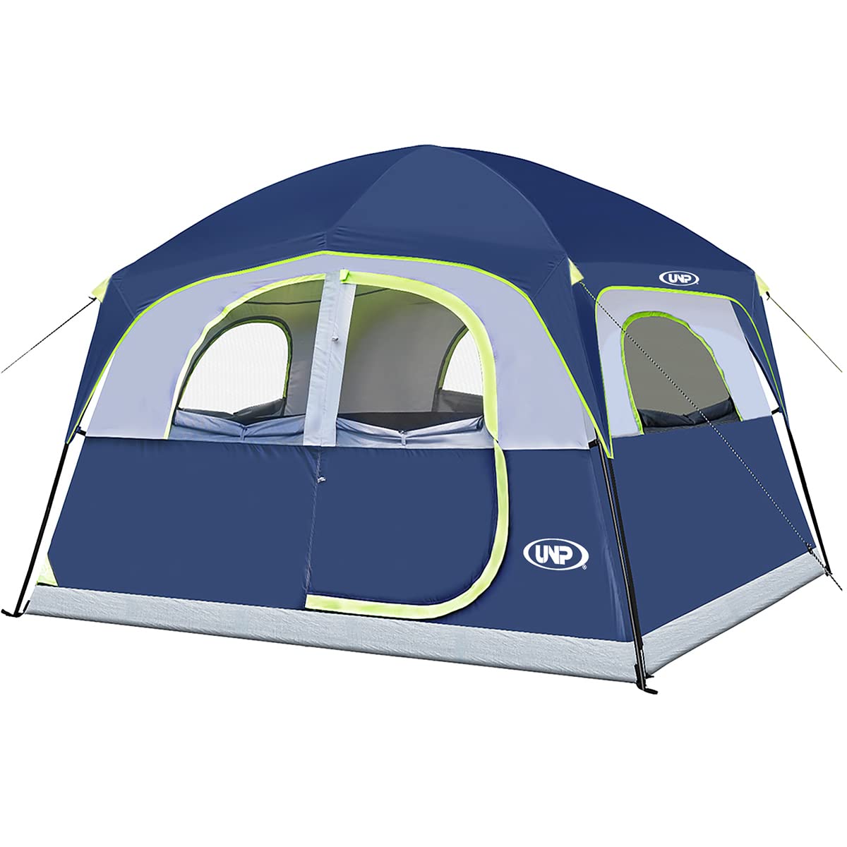 UNP Tents 6 Person Waterproof Windproof Easy Setup,Double Layer Family Camping Tent with 1 Mesh Door & 5 Large Mesh Windows -10'X9'X78in(H)