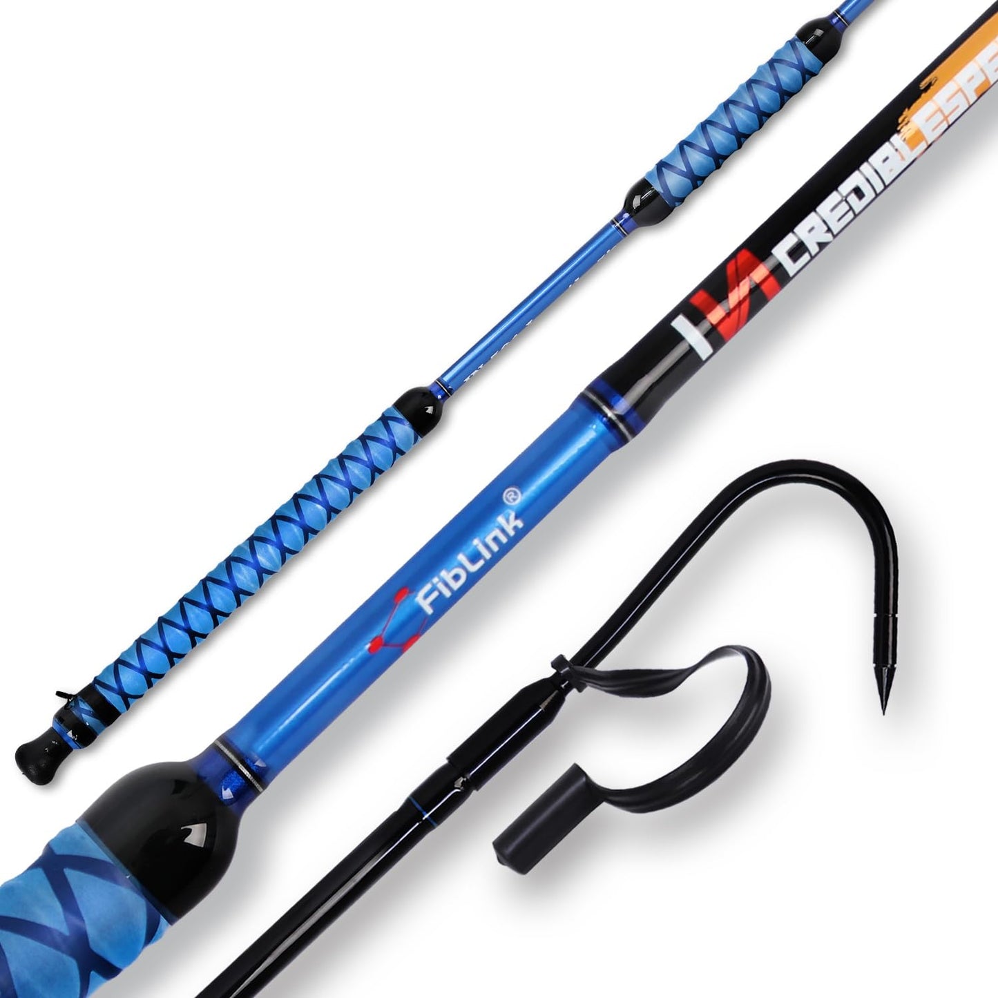 Fiblink Fishing Gaff Portable Fish Gaff with Stainless Steel Fishing Hook,Non-Slip Grip Handle and Fiberglass Shaft for Saltwater Offshore 3'/5'/6'/6'6"