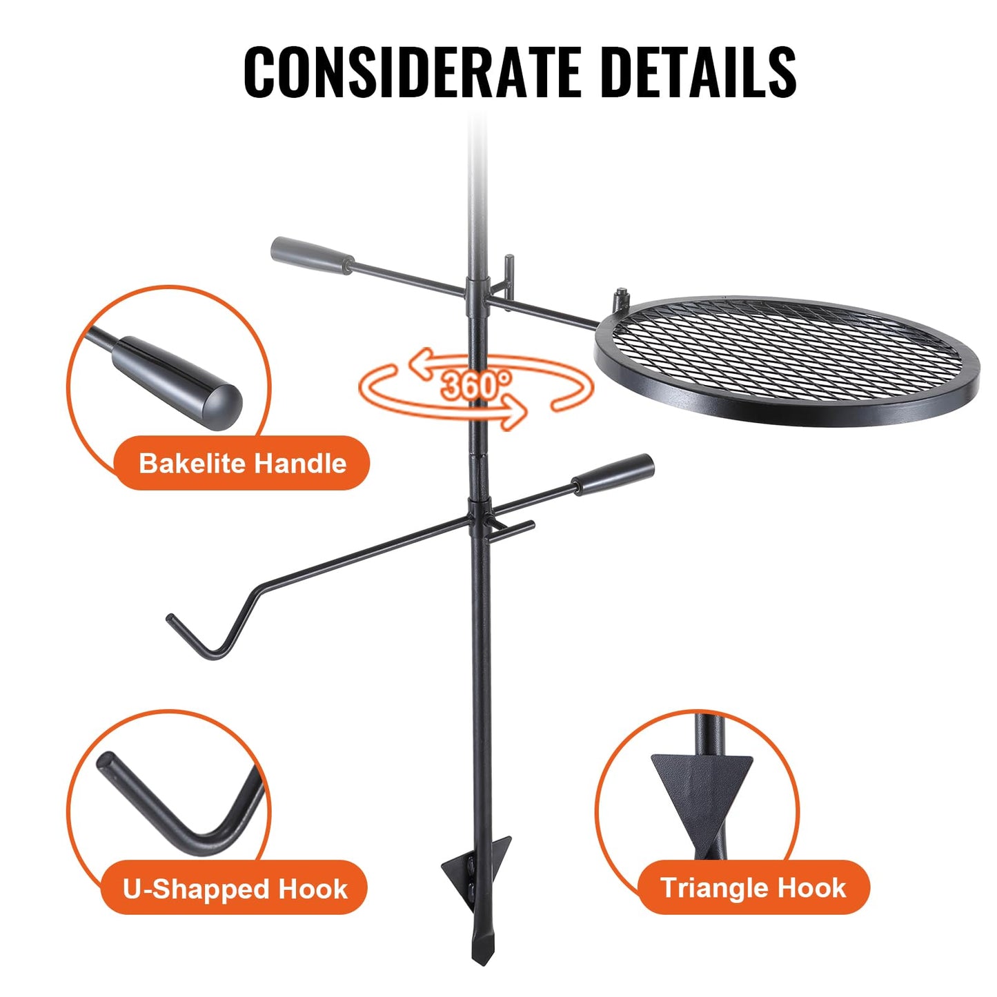 VEVOR Folding Campfire Grill, Heavy Duty Steel Mesh Grate, 22.4" Portable Camping Grates Over Fire Pit, Camp Fire Cooking Equipment with Legs Carrying Bag, Grilling Rack for Outdoor Open Flame Cooking
