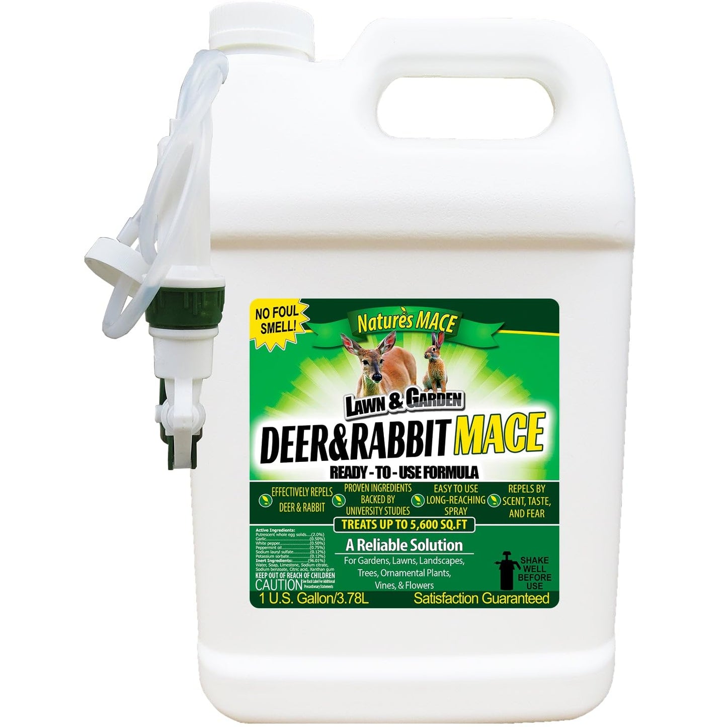 Nature's MACE Deer and Rabbit Repellent 5 Gal Concentrate, Covers 10 Acres,Repel Deer from Your Home & Garden, Safe to use Around Children, Plants & Produce, Protect Your Garden Instantly