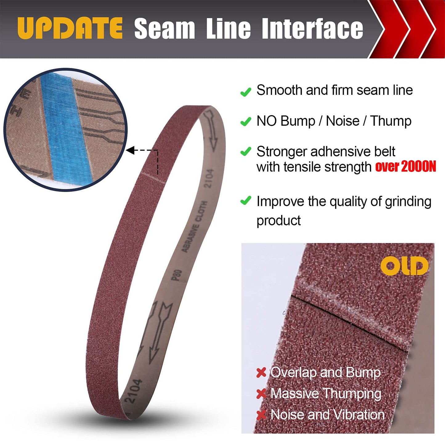 3×18 Inch Belt Sander Sanding Belt, 21 Pack Belt Sander Paper 40/60/80/120/180/240/400 Grits Assortment Aluminum Oxide Sanding Belts for Belt Sander Knife Sharpening Wood Metal Polishing