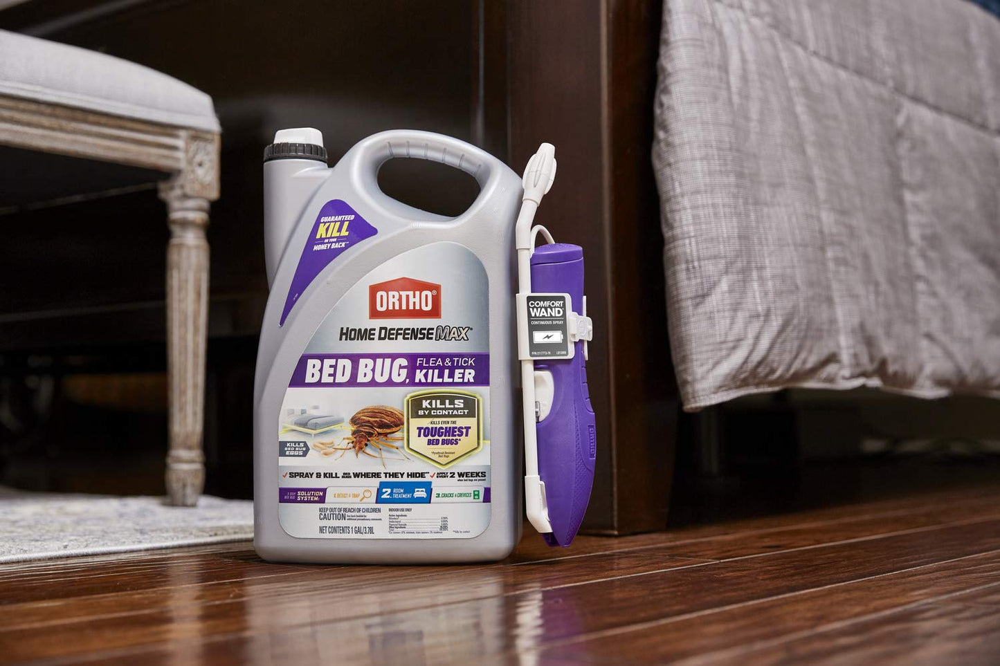 Ortho Home Defense Max Bed Bug, Flea and Tick Killer with Comfort Wand, Bed Bug Spray, Kills Bed Bug Eggs, Fleas and Ticks, 1 gal.