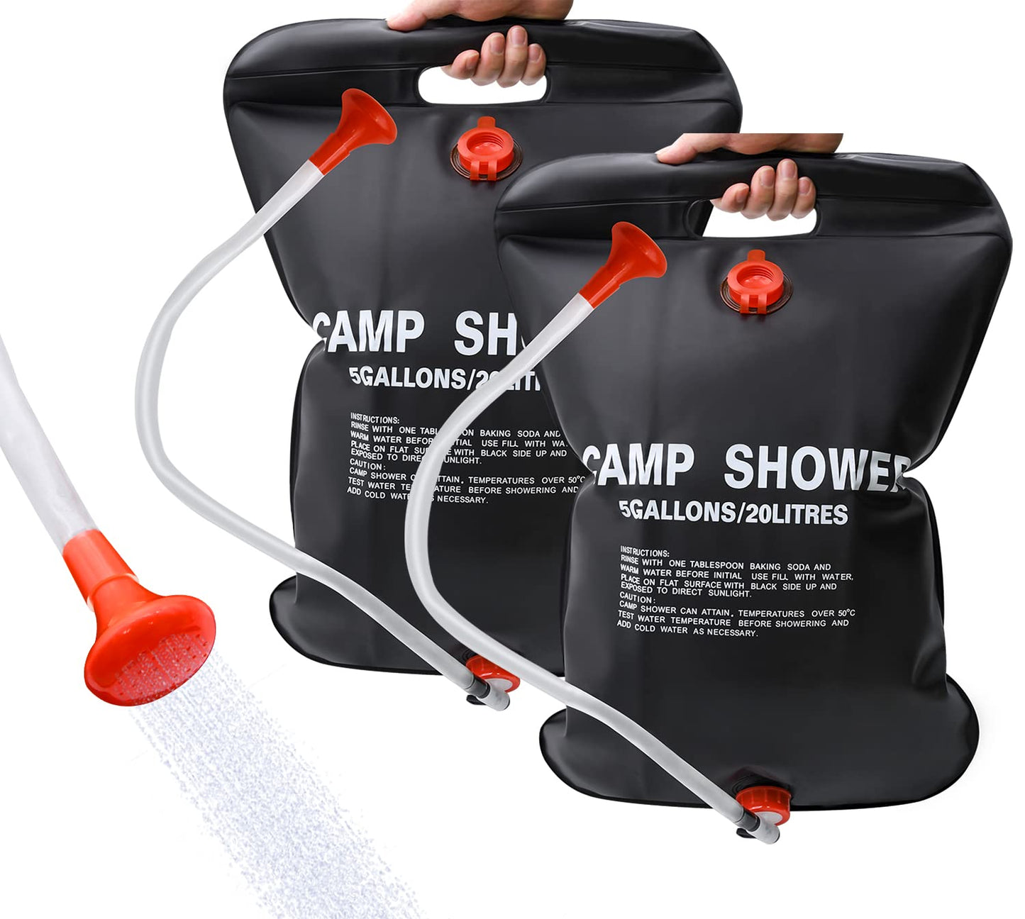 DkOvn Solar Shower Bag, 1/2/4 Pack 5 Gallons/20L Camping Shower Bag, Portable Shower Bag with Removable Hose and On-Off Switchable Shower Head for Camping Beach Swimming Outdoor Traveling