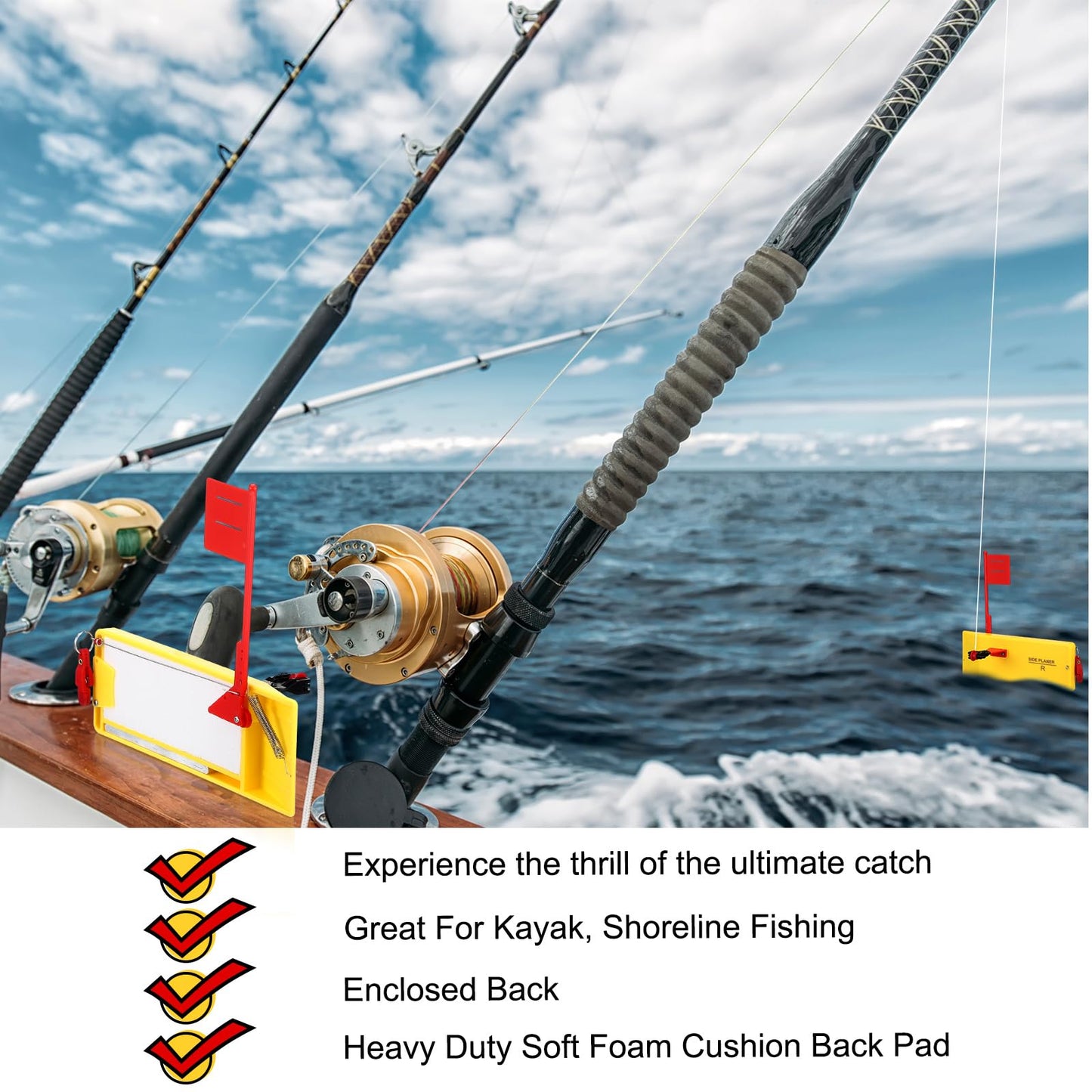 2 Pack Planer Boards for Fishing Trolling 8 x 3 Inches Off Shore Crappie Planer Boards Kits with Flag Fishing Accessory for Inshore Offshore Trolling Dragging