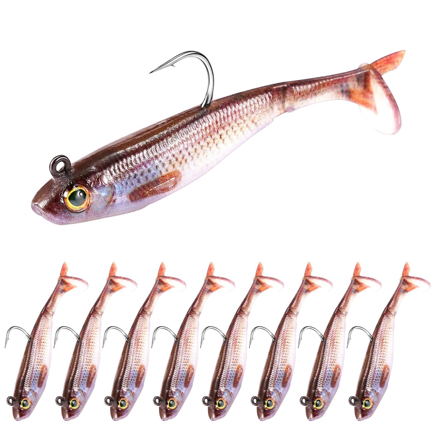 2.5/3.5In Swim Baits for Bass Fishing, Pre-Rigged Jig Heads Soft Plastic Walleye Fishing Lures, Paddle Tail Swimbaits for Bass Fishing, Fishing Bait for Freshwater Saltwater Gifts